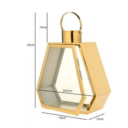 Dekorative Laterne TOWER, 43 cm, goldfarben