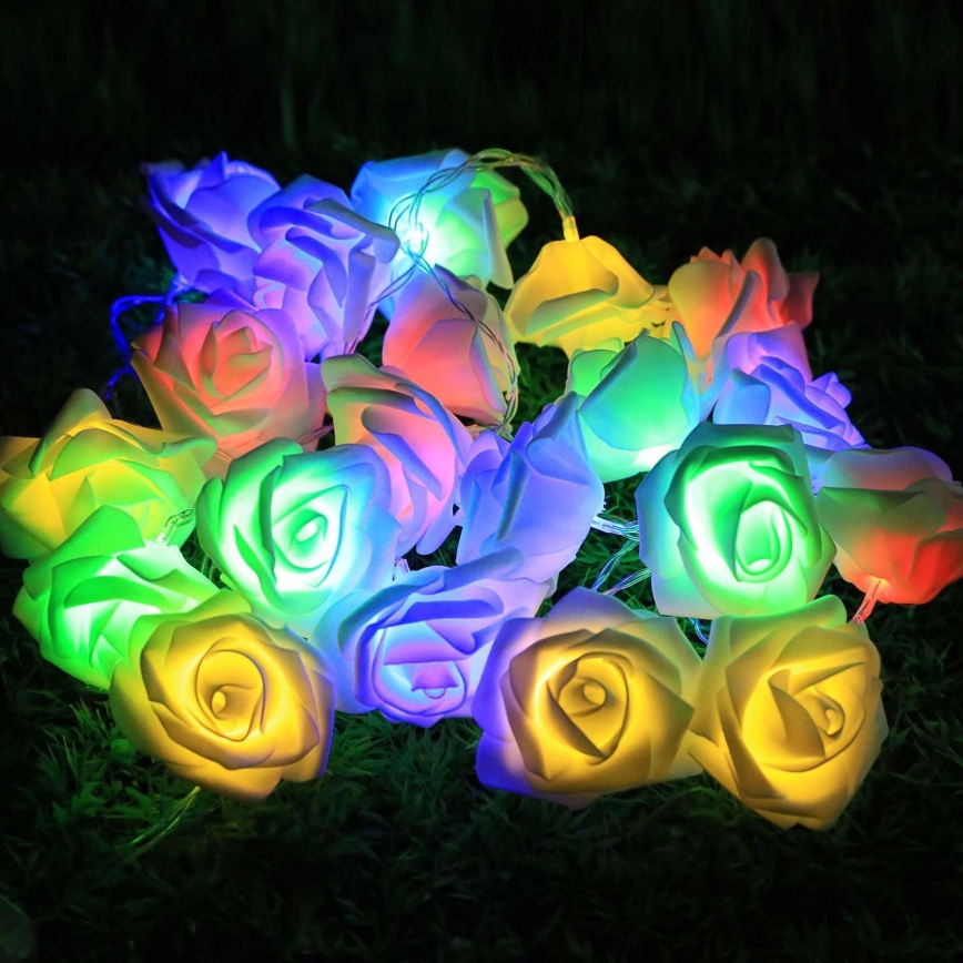 Dekorative LED-Lichterkette 10xLED/2xAA 2,2m Rosen mehrfarbig