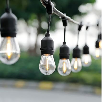 Dekorative LED-Outdoor-Lichterkette 20xE27/1W/230V 10 m IP65 schwarz