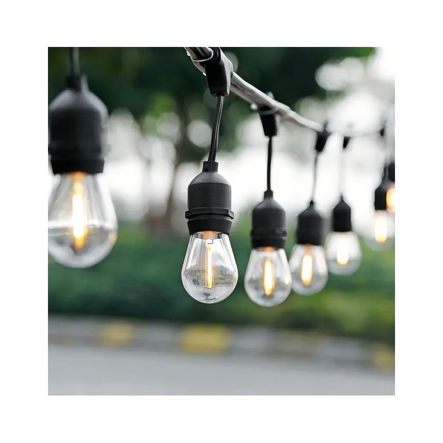 Dekorative LED-Outdoor-Lichterkette 20xE27/1W/230V 10 m IP65 schwarz