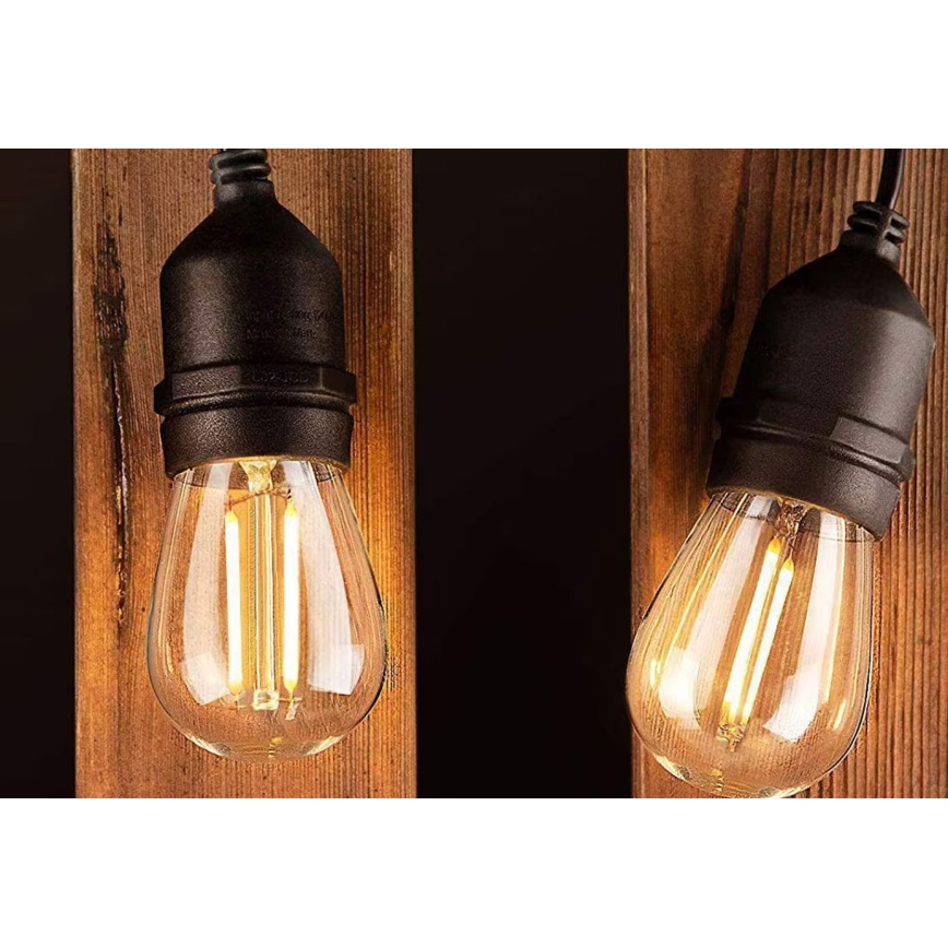 Dekorative LED-Outdoor-Lichterkette 20xE27/1W/230V 10 m IP65 schwarz