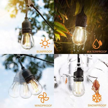 Dekorative LED-Outdoor-Lichterkette 20xE27/1W/230V 10 m IP65 schwarz