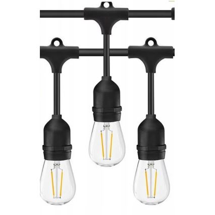 Dekorative LED-Outdoor-Lichterkette 20xE27/1W/230V 10 m IP65 schwarz