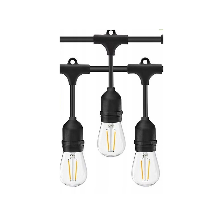 Dekorative LED-Outdoor-Lichterkette 20xE27/1W/230V 10 m IP65 schwarz