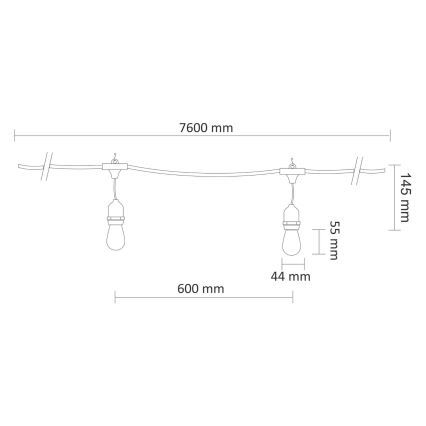 Dekorative LED-Outdoor-Lichterkette PARTY NEON 7,6 m 10xE27/0,6W/36V IP44