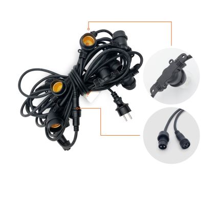 Dekorative Outdoor-Lichterkette MIMOSA 10xE27/1,3W/230V IP44 10 m