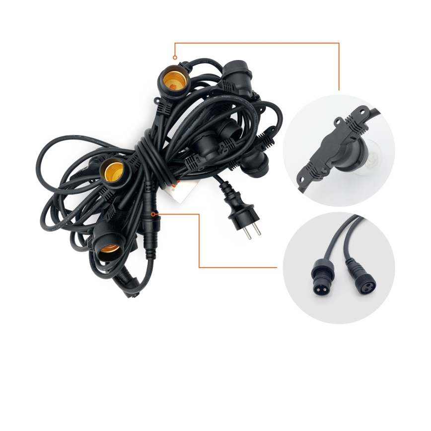 Dekorative Outdoor-Lichterkette MIMOSA 10xE27/1,3W/230V IP44 10 m