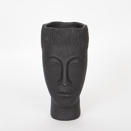 Dekorative Vase 25x14x12,5 cm schwarz/Betonoptik