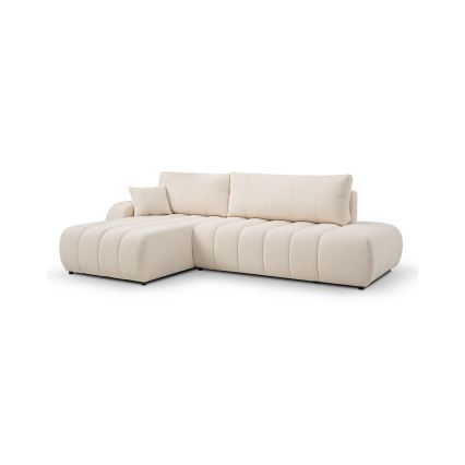 DESIO Ecksofa mit Schlaffunktion und Stauraum, L‑Form, links, beige