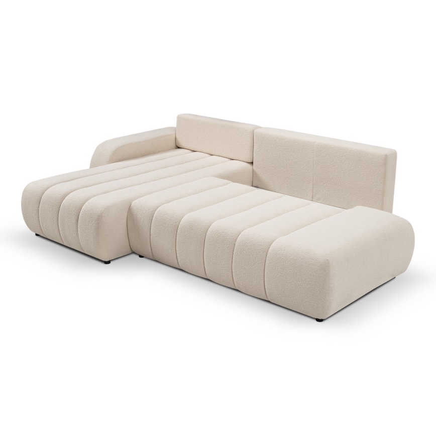 DESIO Ecksofa mit Schlaffunktion und Stauraum, L‑Form, links, beige