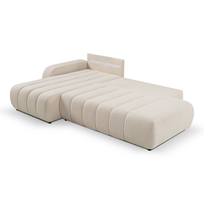 DESIO Ecksofa mit Schlaffunktion und Stauraum, L‑Form, links, beige