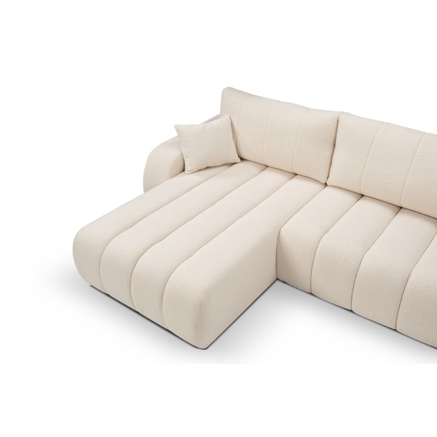 DESIO Ecksofa mit Schlaffunktion und Stauraum, L‑Form, links, beige