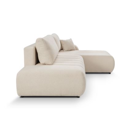 DESIO Ecksofa mit Schlaffunktion und Stauraum, L‑Form, links, beige