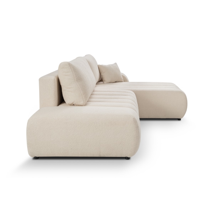 DESIO Ecksofa mit Schlaffunktion und Stauraum, L‑Form, links, beige