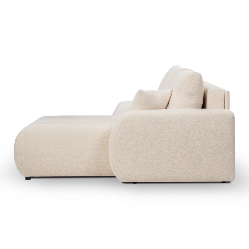 DESIO Ecksofa mit Schlaffunktion und Stauraum, L‑Form, links, beige