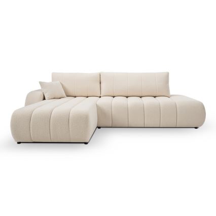 DESIO Ecksofa mit Schlaffunktion und Stauraum, L‑Form, links, beige