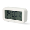 Digitale Uhr mit Wecker, Thermometer und Hygrometer, 2×AA, weiß