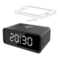 Digitaluhr mit Qi‑Ladefunktion (kabellos), 230 V / CR2032, schwarz