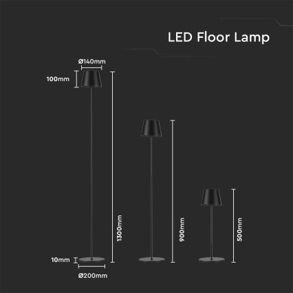 Dimm- und aufladbare LED-Stehleuchte 3in1 LED/4W/5V 4400 mAh 3000K IP54 schwarz