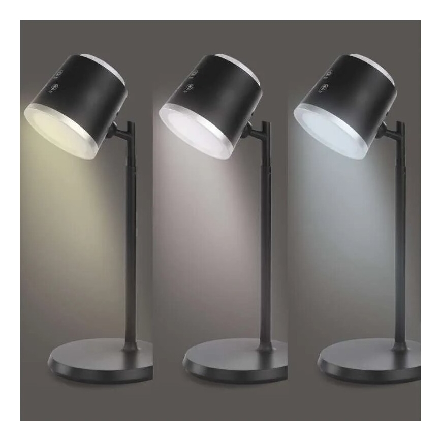 Dimm- und aufladbare LED-Tischleuchte 4in1 LED/6W/3,7V 3000K/4000K/6500K 1500mAh schwarz