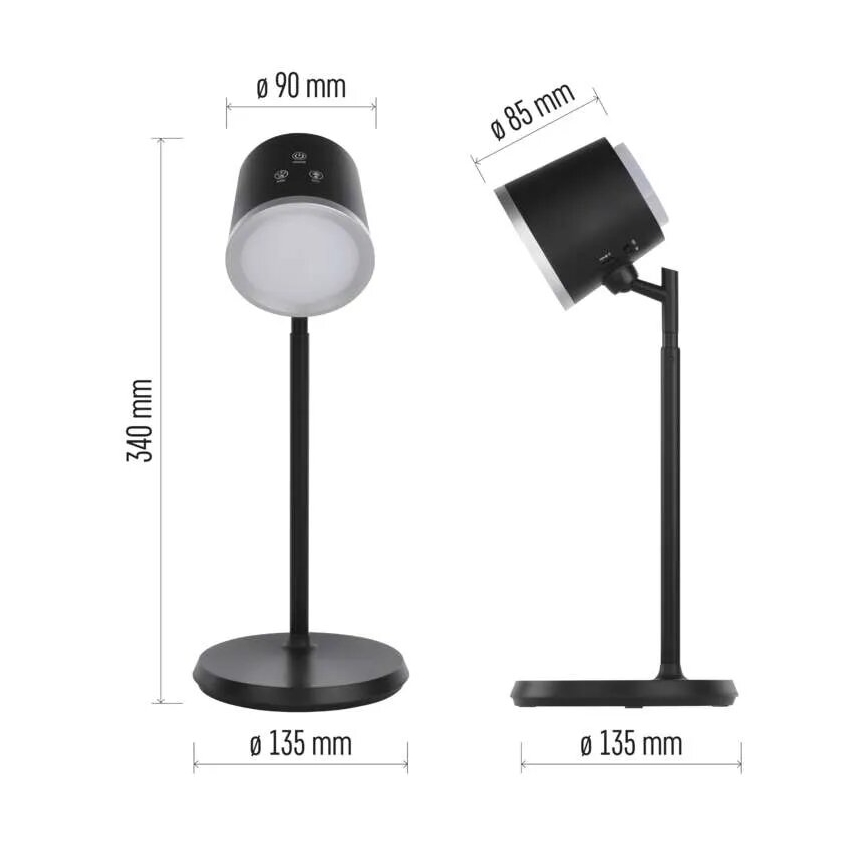 Dimm- und aufladbare LED-Tischleuchte 4in1 LED/6W/3,7V 3000K/4000K/6500K 1500mAh schwarz