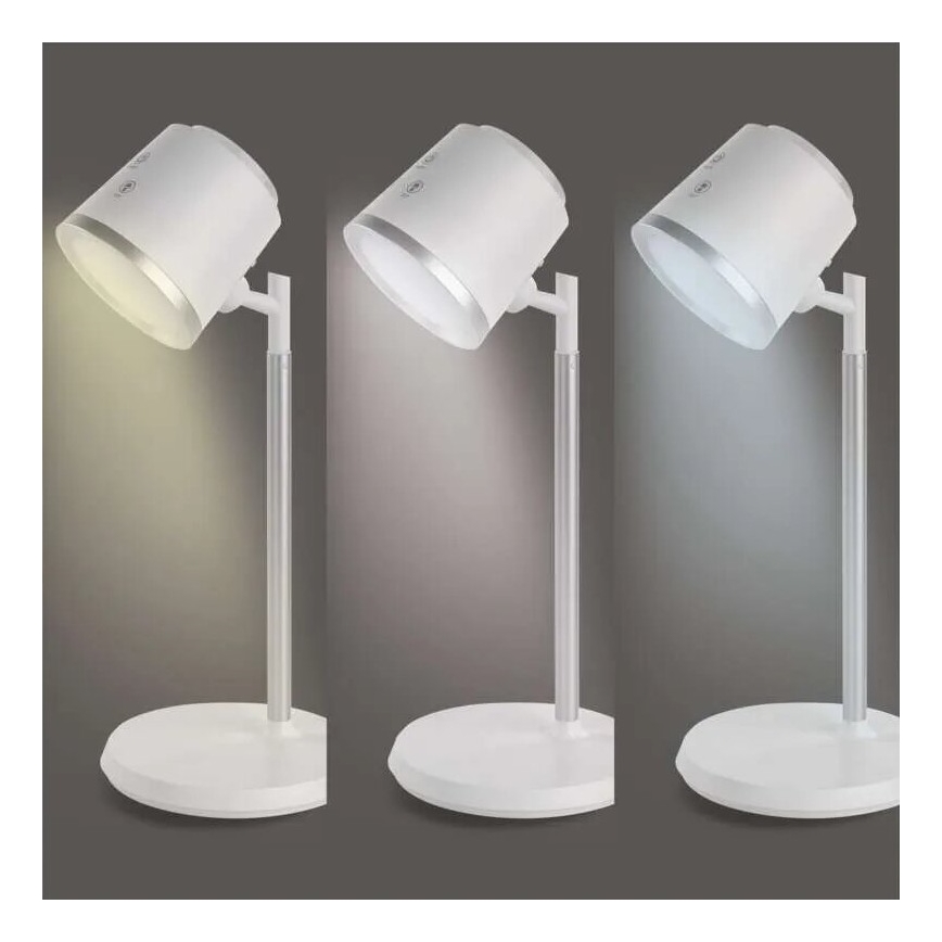 Dimm- und aufladbare LED-Tischleuchte 4in1 LED/6W/3,7V 3000K/4000K/6500K 1500mAh weiß