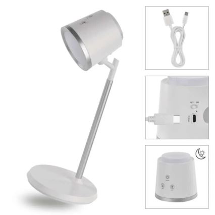 Dimm- und aufladbare LED-Tischleuchte 4in1 LED/6W/3,7V 3000K/4000K/6500K 1500mAh weiß