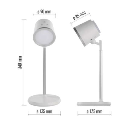 Dimm- und aufladbare LED-Tischleuchte 4in1 LED/6W/3,7V 3000K/4000K/6500K 1500mAh weiß
