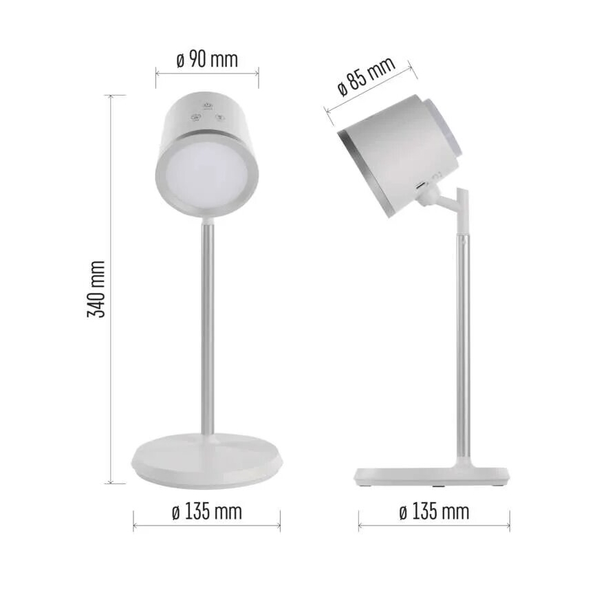 Dimm- und aufladbare LED-Tischleuchte 4in1 LED/6W/3,7V 3000K/4000K/6500K 1500mAh weiß