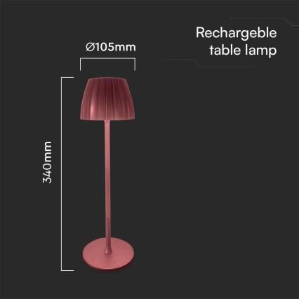 Dimm- und aufladbare LED-Tischleuchte mit Touch-Funktion LED/2,7W/5V 3000/4000/6000K 1800 mAh braun