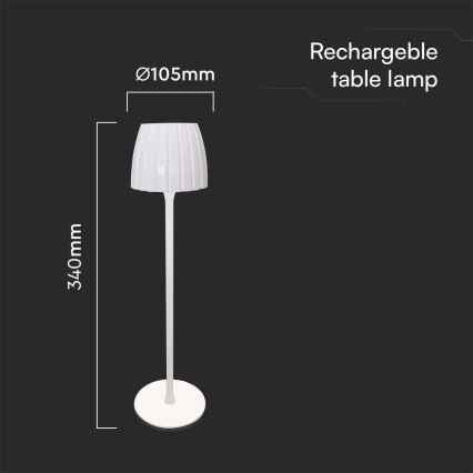 Dimm- und aufladbare LED-Tischleuchte mit Touch-Funktion LED/2,7W/5V 3000/4000/6000K 1800 mAh weiß