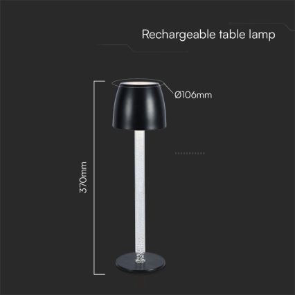 Dimm- und aufladbare LED-Tischleuchte mit Touch-Funktion LED/3W/5V 3000K 1800 mAh schwarz