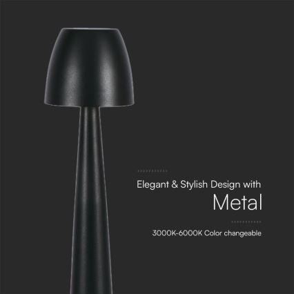 Dimm- und aufladbare LED-Tischleuchte mit Touch-Funktion LED/3W/5V 3000-6000K 1800 mAh schwarz