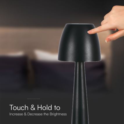 Dimm- und aufladbare LED-Tischleuchte mit Touch-Funktion LED/3W/5V 3000-6000K 1800 mAh schwarz