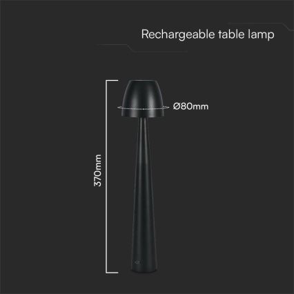 Dimm- und aufladbare LED-Tischleuchte mit Touch-Funktion LED/3W/5V 3000-6000K 1800 mAh schwarz
