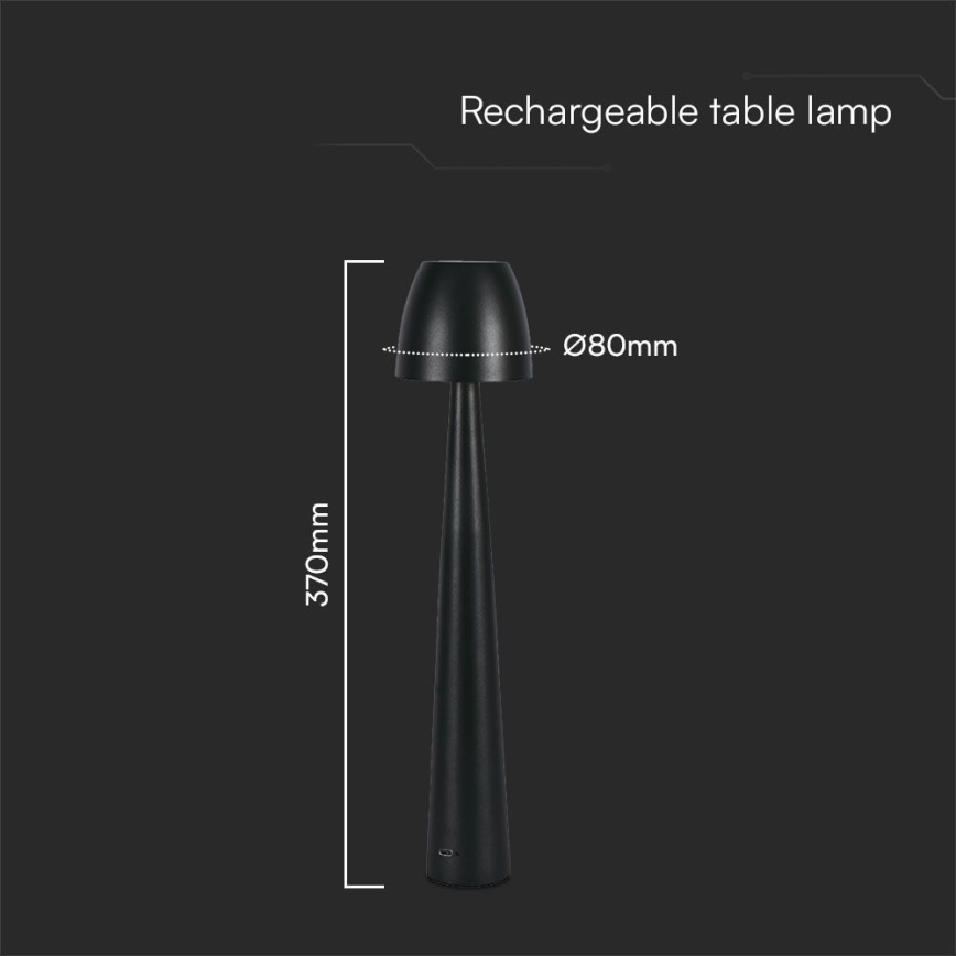 Dimm- und aufladbare LED-Tischleuchte mit Touch-Funktion LED/3W/5V 3000-6000K 1800 mAh schwarz