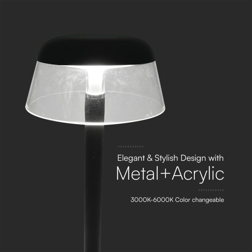 Dimm- und aufladbare LED-Tischleuchte mit Touch-Funktion LED/3W/5V 3000-6000K 1800 mAh schwarz