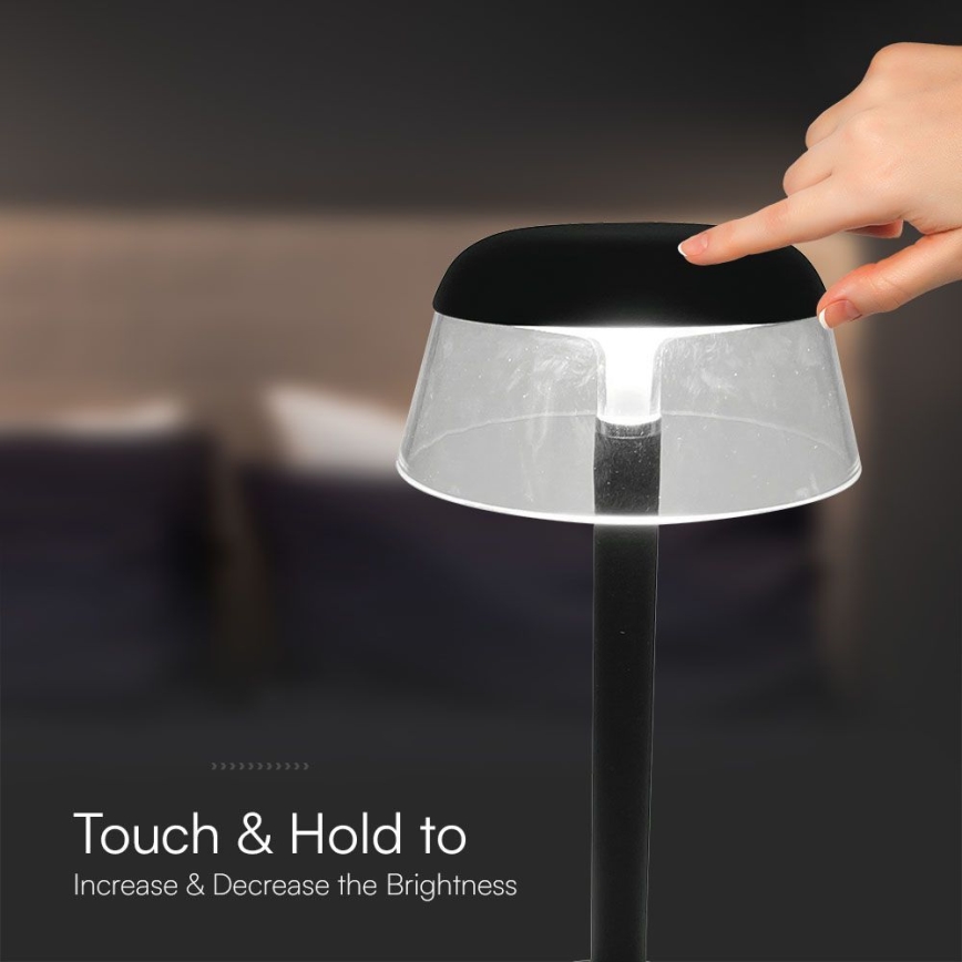 Dimm- und aufladbare LED-Tischleuchte mit Touch-Funktion LED/3W/5V 3000-6000K 1800 mAh schwarz