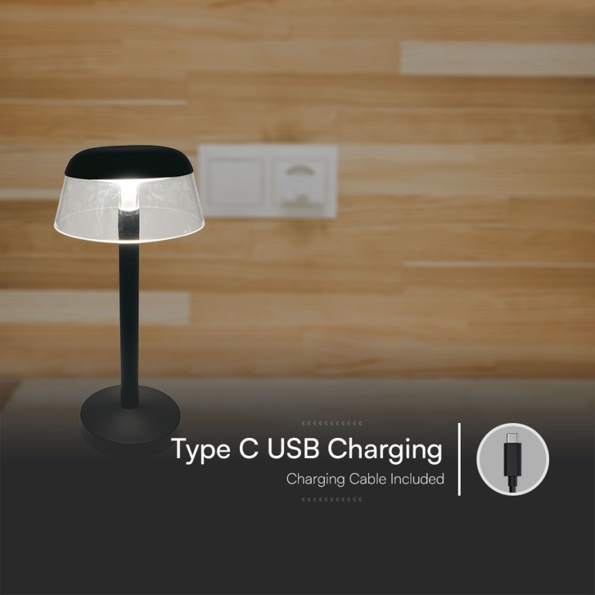 Dimm- und aufladbare LED-Tischleuchte mit Touch-Funktion LED/3W/5V 3000-6000K 1800 mAh schwarz