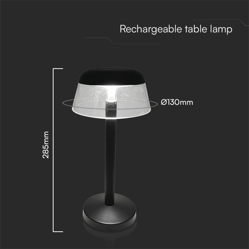 Dimm- und aufladbare LED-Tischleuchte mit Touch-Funktion LED/3W/5V 3000-6000K 1800 mAh schwarz