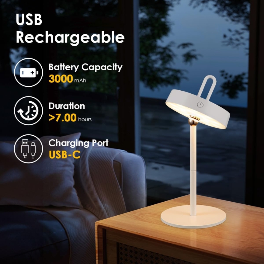 LED dimmbare, wiederaufladbare Touch-Tischlampe GENTLE LED/1,5W/3,7V 3000 mAh IP44 weiß