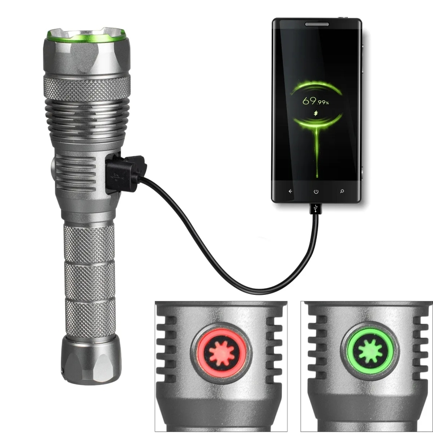 Dimmbare, wiederaufladbare LED-Taschenlampe mit Powerbank-Funktion LED/30W/5V IPX7 3000 lm 4000 mAh