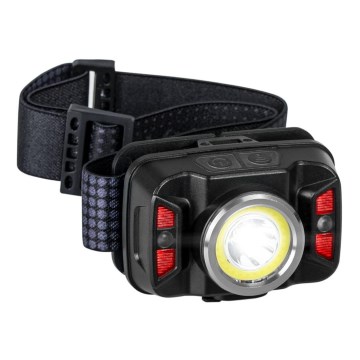 Dimmbare, aufladbare LED-Stirnlampe mit Sensor und rotem Licht LED/15W/5V IP66 430 glänzend 1800 mAh
