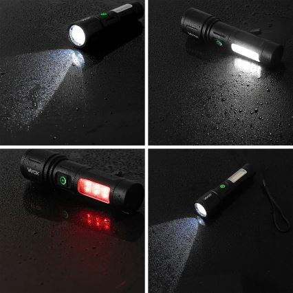 Dimmbare, aufladbare LED-Taschenlampe mit rotem Licht LED/5W/5V IPX4 260 glänzend 2000 mAh