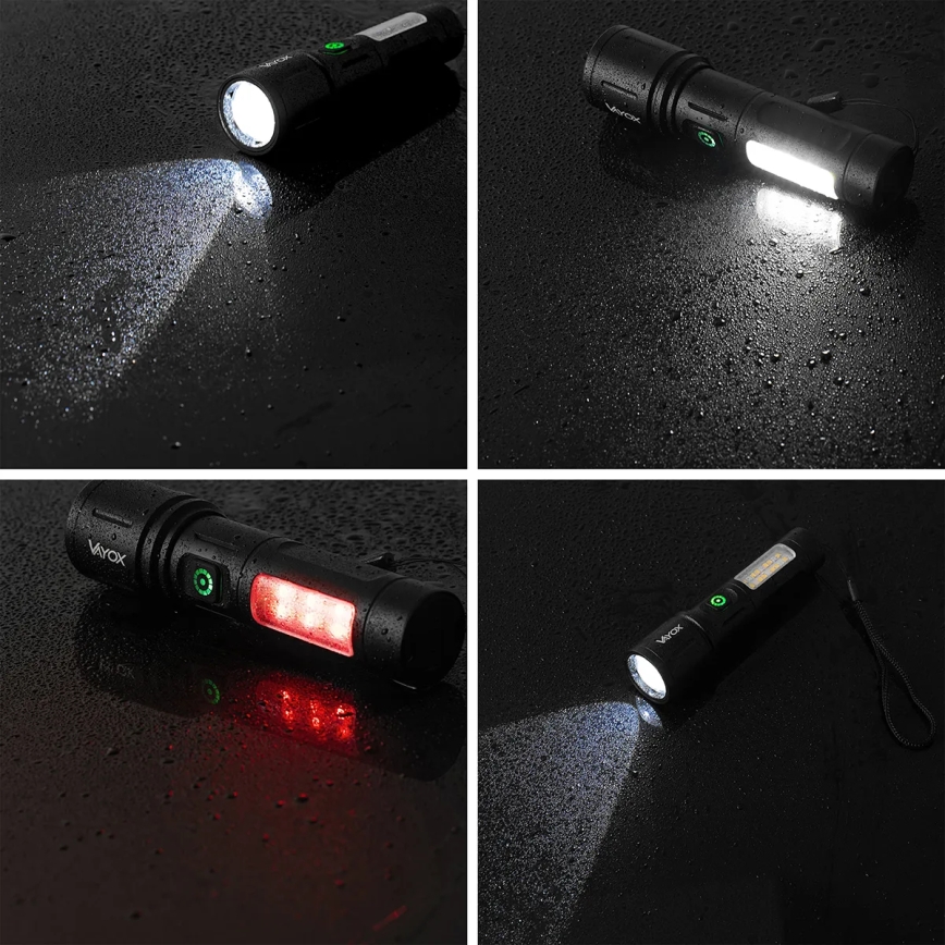 Dimmbare, aufladbare LED-Taschenlampe mit rotem Licht LED/5W/5V IPX4 260 glänzend 2000 mAh