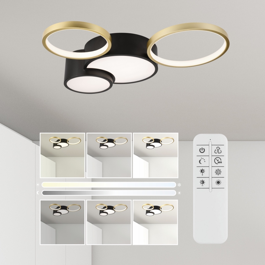 Dimmbare Deckenleuchte ALIZEE LED/30W/230V 3000-6500K schwarz/golden