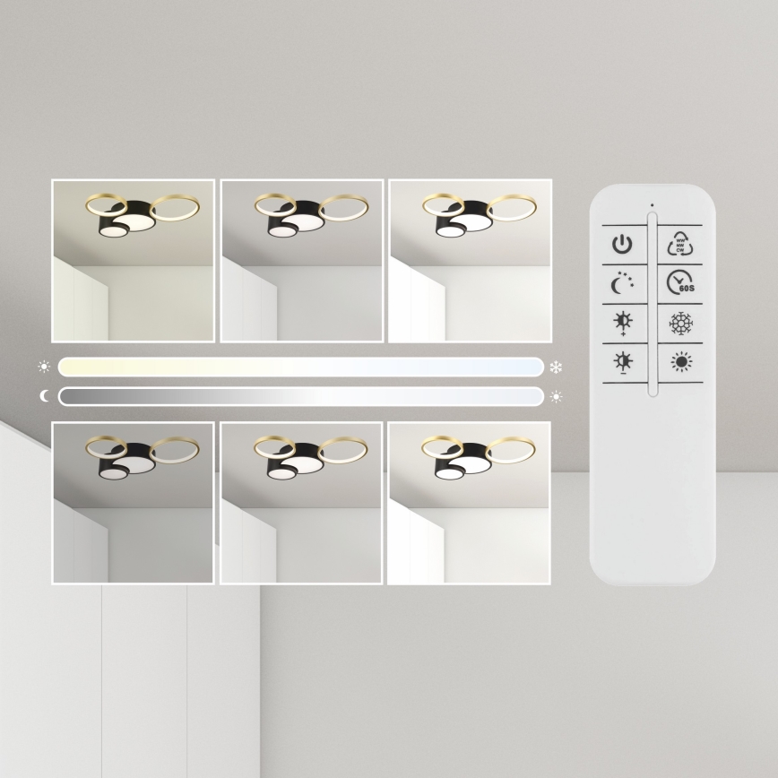 Dimmbare Deckenleuchte ALIZEE LED/30W/230V 3000-6500K schwarz/golden
