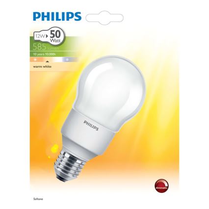 Sparglühlampe PHILIPS E27/12W/230V - SOFTONE