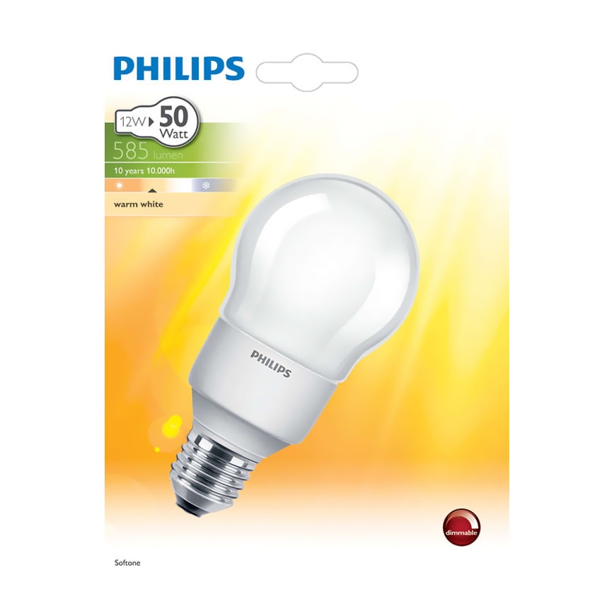 Sparglühlampe PHILIPS E27/12W/230V - SOFTONE