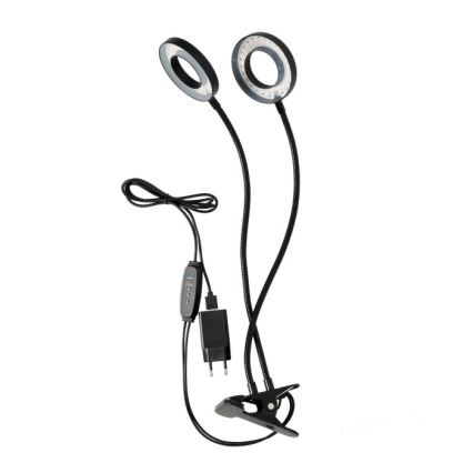 Dimmbare flexible LED-Tischleuchte mit Klemme für die Pflanzenzucht VITARO 2xLED/4W/230V schwarz